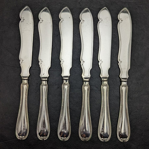 1879 British antique silver plate flat cutlery 12x2 set Elkington wooden box