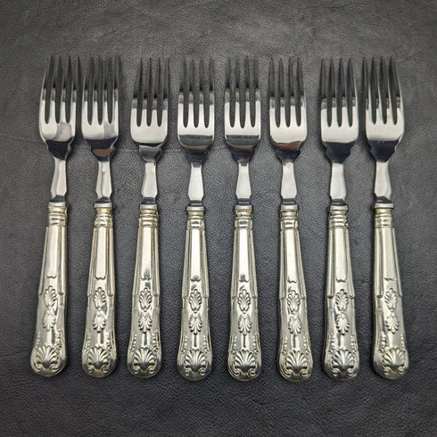 英国ヴィンテージ シルバープレートハンドル ステンレスブレード カトラリー 8x2セット Viners