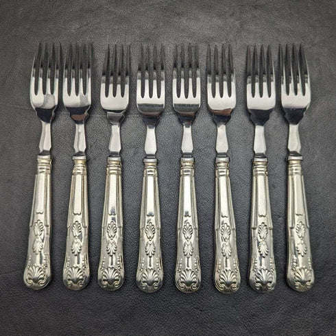 British Vintage Silver Plated Handle Stainless Blade Cutlery 8x2 Set Viners