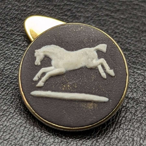 British Vintage Wedgwood Horse Relief Sterling Silver Cufflinks with Gold Decoration