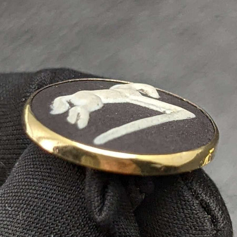 British Vintage Wedgwood Horse Relief Sterling Silver Cufflinks with Gold Decoration