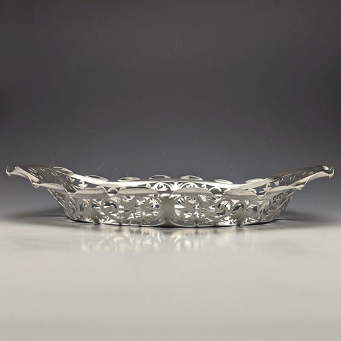 1903 British Antique Pure Silver (925 Silver) Fine Earrings Dish Basket 336g Williams Birmingham
