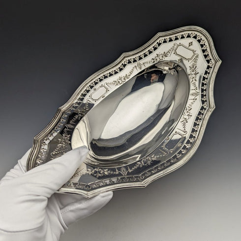 1891 British Antique Pure Silver (925 Silver) Fruit Bowl 272g Walter & John Barnard