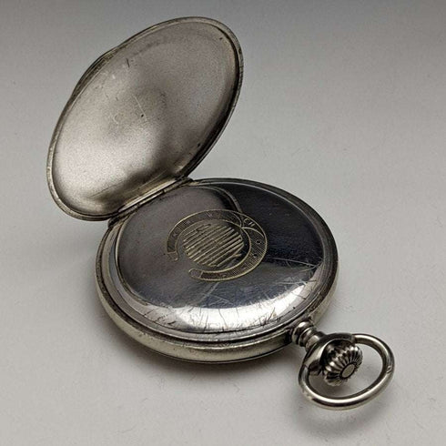 antique good operation Swiss made EHRoundly horse sculpture hunter case mechanical pocket watch