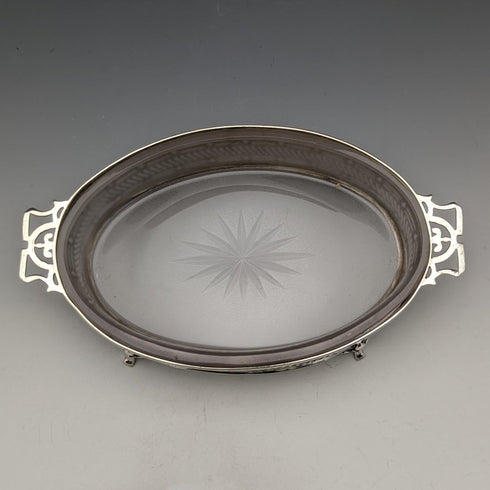 1926 British Vintage Pure Silver & Glass Inner Butter Dish 163g Walker & Hall