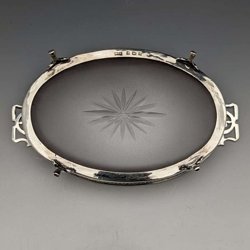1926 British Vintage Pure Silver & Glass Inner Butter Dish 163g Walker & Hall
