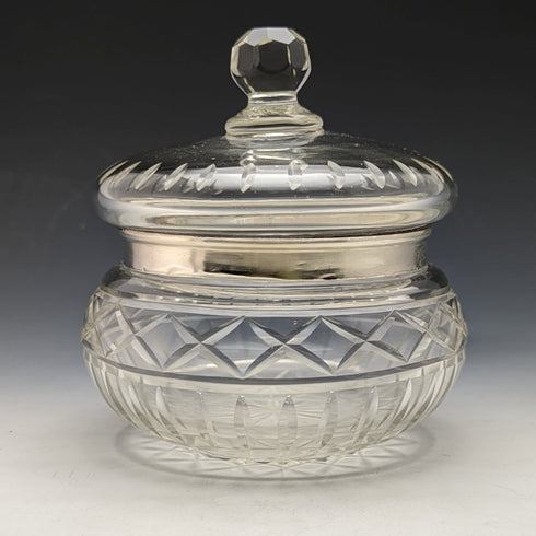 1929 年英國復古純銀裝飾切割玻璃瓶 351 克 BM & Co