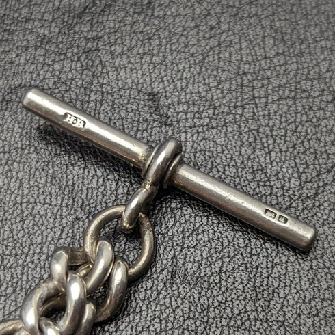 1900年頃 英国アンティーク 純銀(925シルバー)アルバートチェーン 55g メダルフォブ