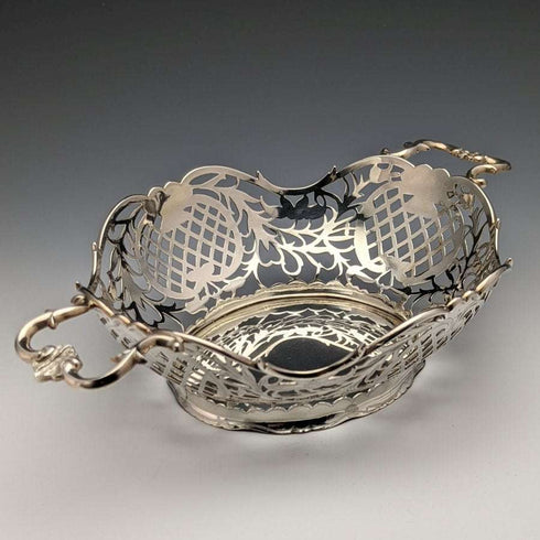 1892 British Antique Sterling Silver Basket Fine Earrings 218g