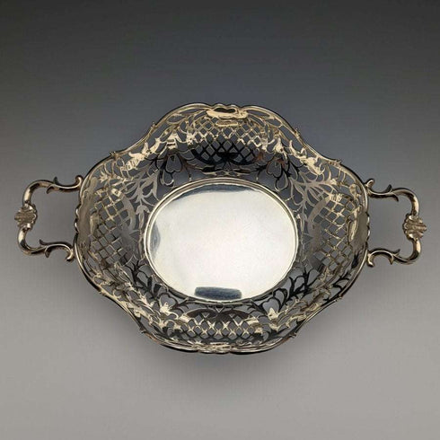 1892 British Antique Sterling Silver Basket Fine Earrings 218g