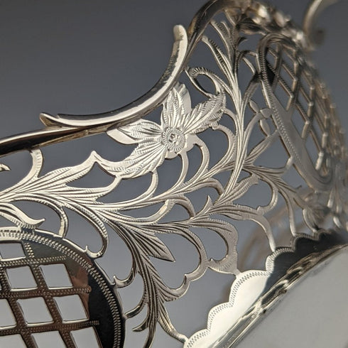 1892 British Antique Sterling Silver Basket Fine Earrings 218g