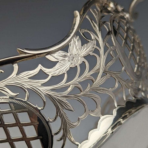 1892 British Antique Sterling Silver Basket Fine Earrings 218g