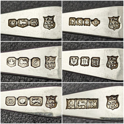 1959年 英国复古纯银多重印记茶匙六件套(含盒)