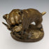 Soporte para reloj de bolsillo de bronce antiguo, circa 1900, con estatua de pitbull