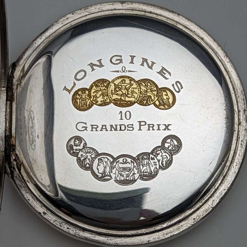 Reloj de bolsillo Longines vintage de alrededor de 1932, caja saboneta de plata, en buen estado de funcionamiento.