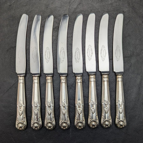 British Vintage Silver Plated Handle Stainless Blade Cutlery Set 8x2