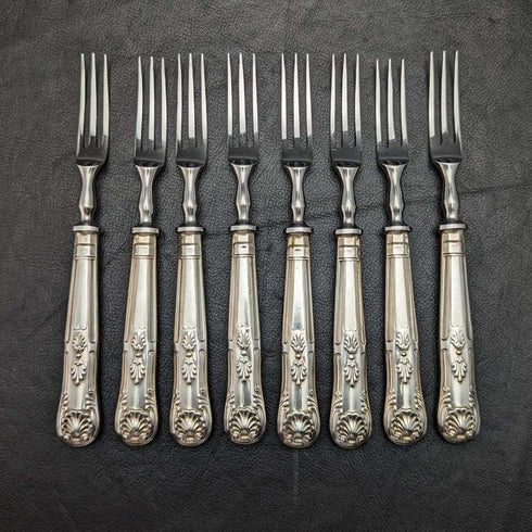 British Vintage Silver Plated Handle Stainless Blade Cutlery Set 8x2