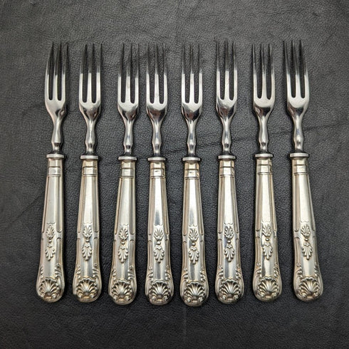 British Vintage Silver Plated Handle Stainless Blade Cutlery Set 8x2