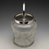 British vintage cut glass biscuit barrel silver plate lid 823g