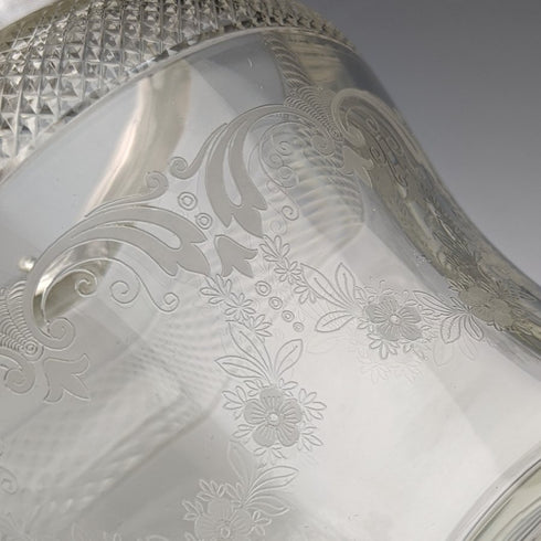 British vintage cut glass biscuit barrel silver plate lid 823g