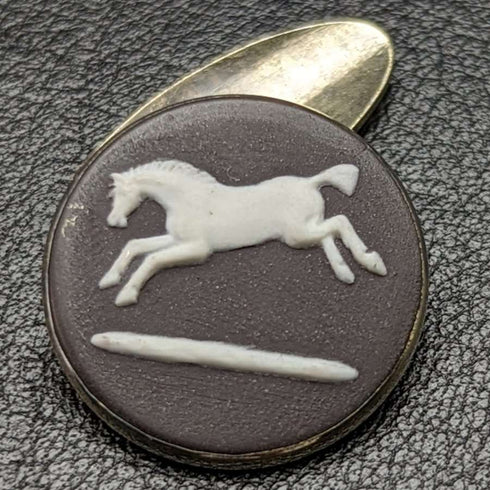 British Vintage Wedgwood Horse Relief Sterling Silver Cufflinks in Case