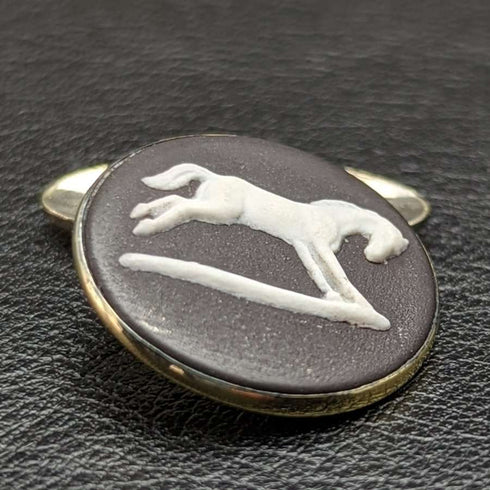 British Vintage Wedgwood Horse Relief Sterling Silver Cufflinks in Case