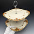 2 tier cake stand with British vintage porcelain plate
