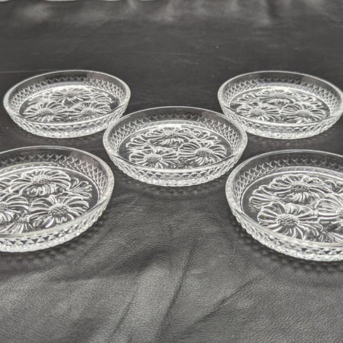 British Vintage Cut Glass Small Dish Set of 5