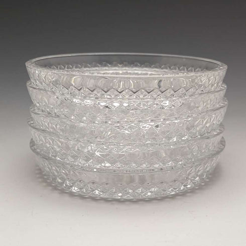 Set de 5 platos pequeños de cristal tallado vintage británico