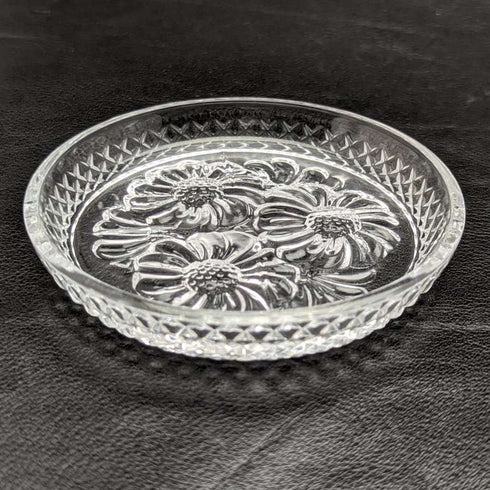Set de 5 platos pequeños de cristal tallado vintage británico