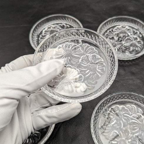 British Vintage Cut Glass Small Dish Set of 5