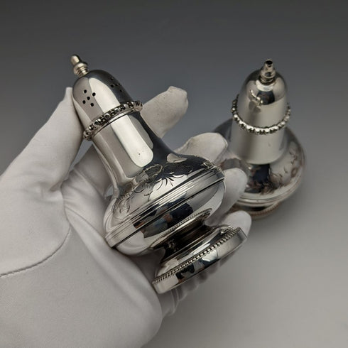 英國復古銀盤調味容器一對