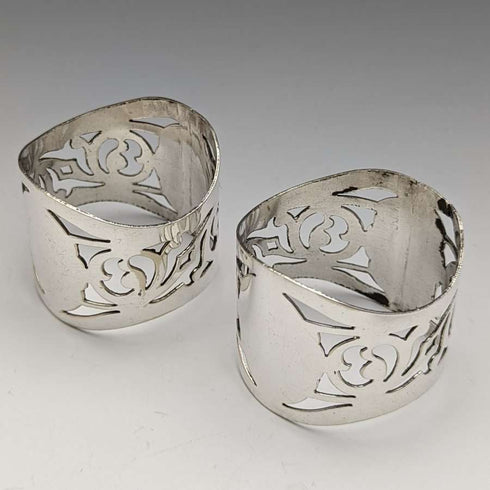 英国复古镀银餐巾环一对