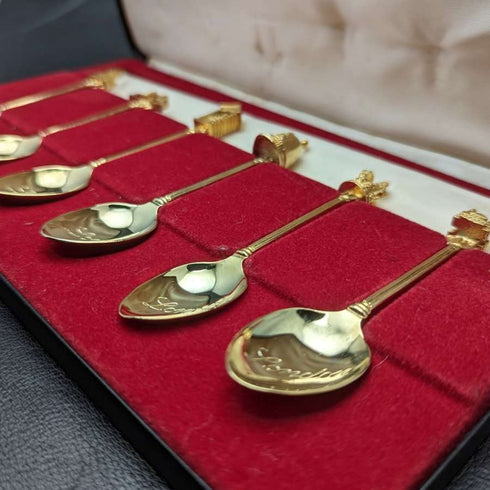 英国复古镀金茶匙6件套(附盒)
