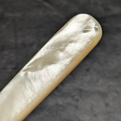 英國古董銀盤魚服務器套裝白色蝴蝶貝殼手柄