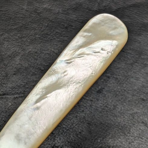 英國古董銀盤魚服務器套裝白色蝴蝶貝殼手柄