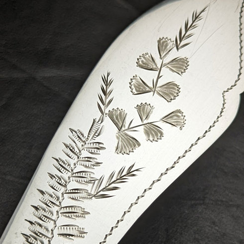 1899 年英國古董鍍銀魚服務器套裝鹿角手柄