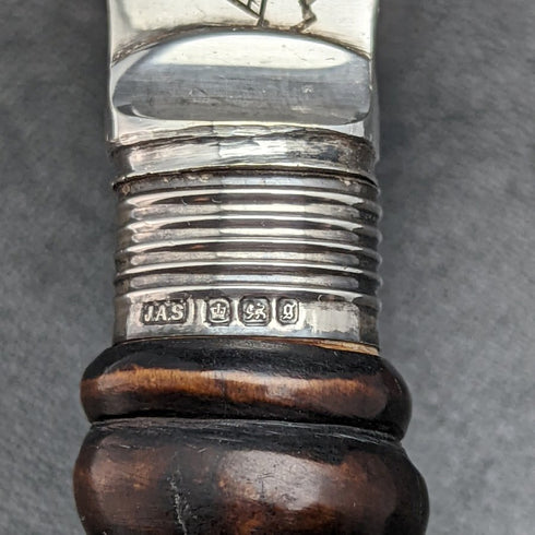 1899 年英國古董鍍銀魚服務器套裝鹿角手柄