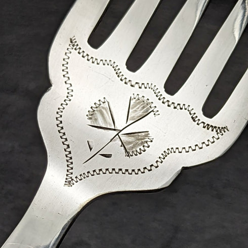 1899 年英國古董鍍銀魚服務器套裝鹿角手柄