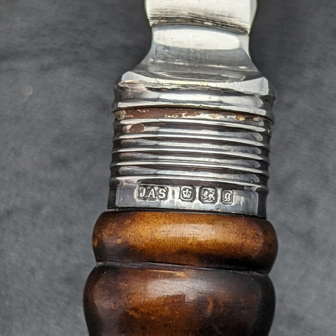 1899 年英國古董鍍銀魚服務器套裝鹿角手柄