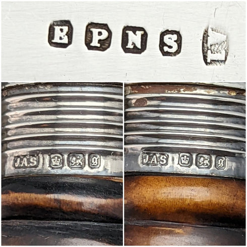 1899 年英國古董鍍銀魚服務器套裝鹿角手柄