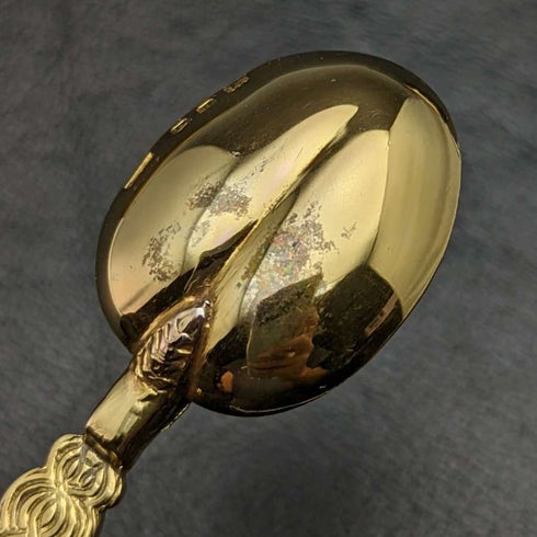 1936 British vintage sterling silver anointing spoon with gold-plated decoration boxed