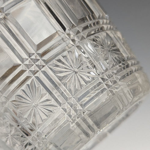 英国アンティーク カットガラス ジャムポット シルバープレート蓋 スプーン付き