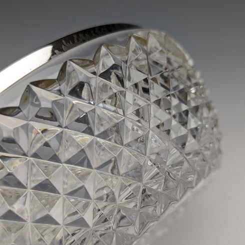 德國復古切割玻璃碗帶純銀邊緣裝飾直徑 18 厘米 Emil Herman