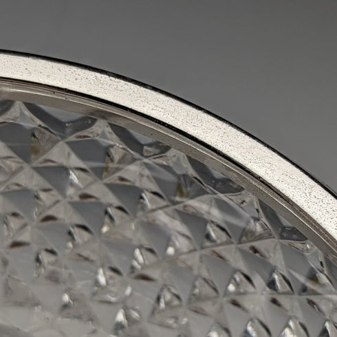 德國復古切割玻璃碗帶純銀邊緣裝飾直徑 18 厘米 Emil Herman