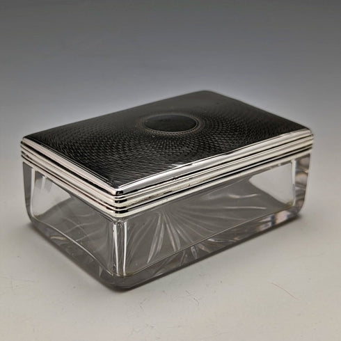 1861 年英國古董切割玻璃盒純銀蓋 213 克