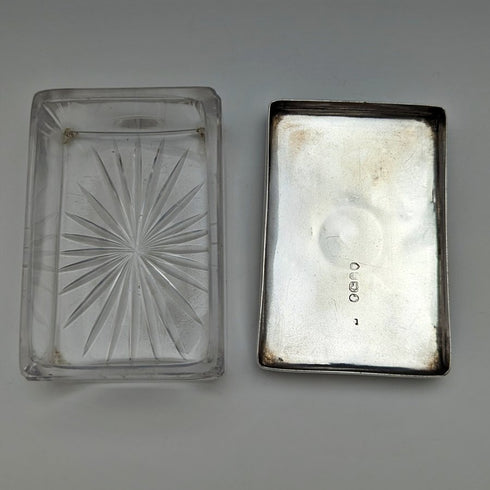 1861 年英國古董切割玻璃盒純銀蓋 213 克