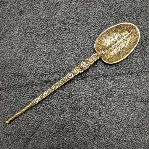 1936 British vintage sterling silver anointing spoon set of 12 in a case