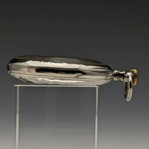 アンティーク スイス製 懐中時計 彫刻銀側オープンフェース 紙文字盤 可動品