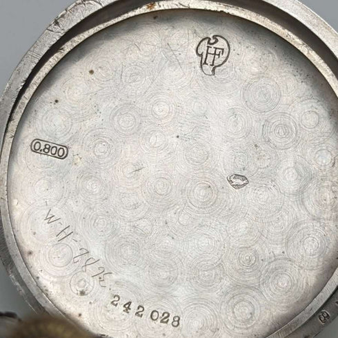 Antique Swiss-made pocket watch with engraved silver side, open face, paper dial, working condition